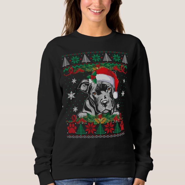 Pitbull Christmas Santa Ugly Sweater Dog Lover Xma (Front)