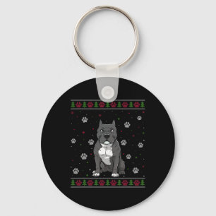 Pitbull Christmas Sweater Xmas Pet Animal Dog Love Key Ring