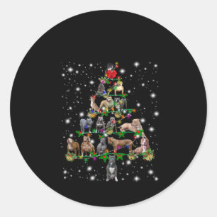 Pitbull Christmas Tree Covered By Flashlight Classic Round Sticker