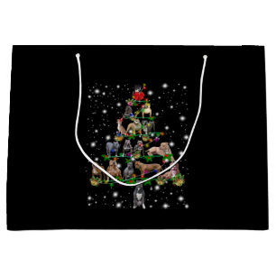 Pitbull Christmas Tree Covered By Flashlight Large Gift Bag