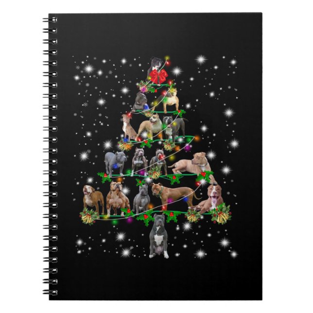 Pitbull Christmas Tree Covered By Flashlight Notebook (Front)