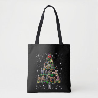 Pitbull Christmas Tree Covered By Flashlight Tote Bag