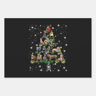 Pitbull Christmas Tree Covered By Flashlight Wrapping Paper Sheet