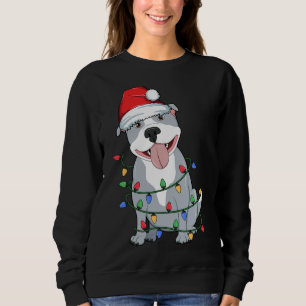 Pitbull Christmas Tree Light Santa Dog Xmas Kid Bo Sweatshirt