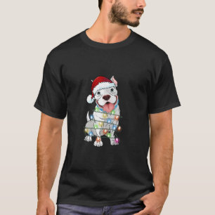Pitbull Christmas Tree Lights Kawaii Pitty Dog Lov T-Shirt