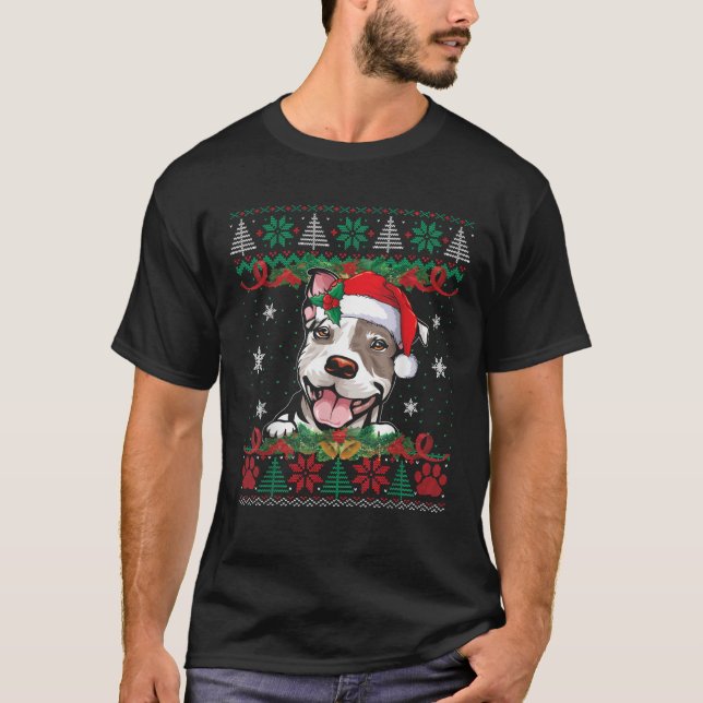 Pitbull Christmas Ugly Sweater Funny Dog Lover Xma (Front)