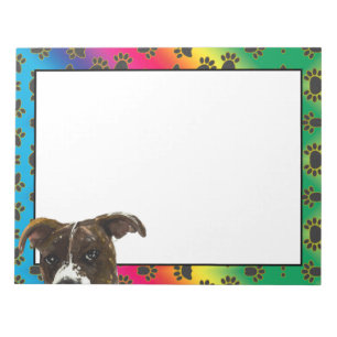 Pitbull colourful dog paw pattern  notepad