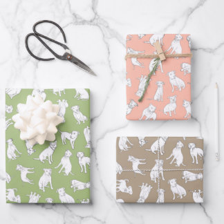 Pitbull Confetti - sage, tan, peach Wrapping Pape Wrapping Paper Sheet
