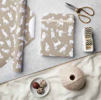 Pitbull Confetti tan taupe roll of Wrapping Paper