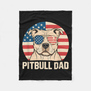 Pitbull Dad Aamerican Flag Patriotic Dog Owner Fleece Blanket