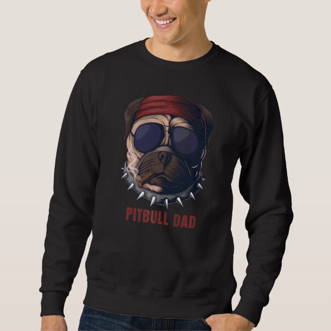 Pitbull Dad American Pit Bull Dog Us Flag 4th Of J Sweatshirt (Front)
