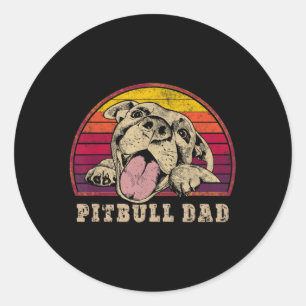 Pitbull Dad Smiling Pitbull On Classic Round Sticker