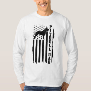 Pitbull Dad Vintage American Flag Patriotic Pitbul T-Shirt