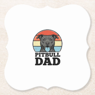 Pitbull Dad Vintage Dog Lover Shirt Design (2)_1 Paper Coaster