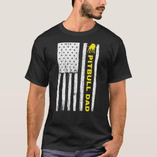 Pitbull Dad Vintage Patriotic with American Flag 1 T-Shirt