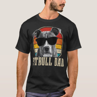 Pitbull Dad Vintage Sunglasses Funny Dog T-Shirt