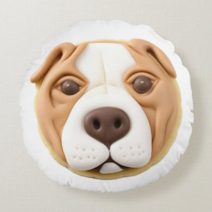 Pitbull Dog 3D Inspired Round Cushion