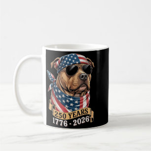 Pitbull Dog Aamerican Flag 250 Years 1776-2026 4th Coffee Mug