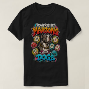 Pitbull Dog and Mahjong Tiles Street Art T-Shirt