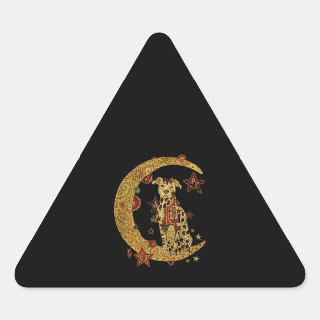 Pitbull dog and moon triangle sticker (Front)