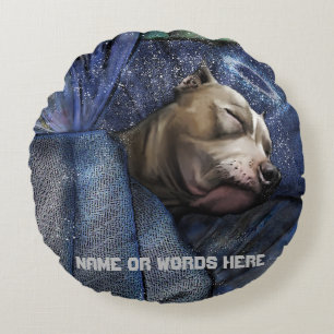 Pitbull Dog Angel Sympathy Loss Condolence Round Cushion