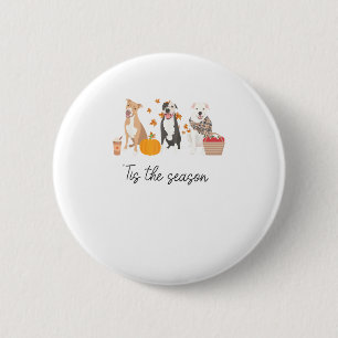 Pitbull Dog Autumn Fall Thanksgiving Tis The Seaso 6 Cm Round Badge