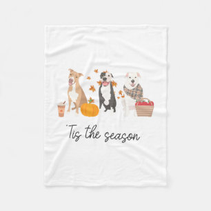 Pitbull Dog Autumn Fall Thanksgiving Tis The Seaso Fleece Blanket