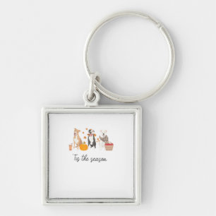 Pitbull Dog Autumn Fall Thanksgiving Tis The Seaso Key Ring