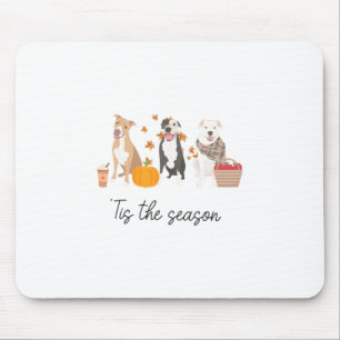 Pitbull Dog Autumn Fall Thanksgiving Tis The Seaso Mouse Pad
