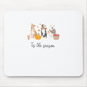 Pitbull Dog Autumn Fall Thanksgiving Tis The Seaso Mouse Pad