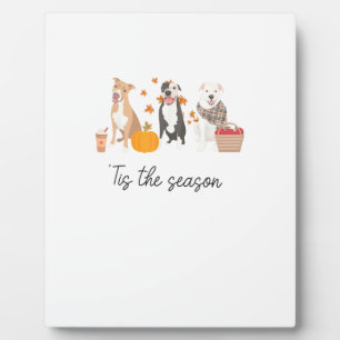 Pitbull Dog Autumn Fall Thanksgiving Tis The Seaso Plaque