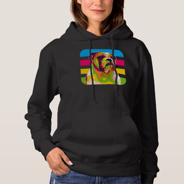 Pitbull Dog Bad Expression Colourful Pop Hoodie (Front)