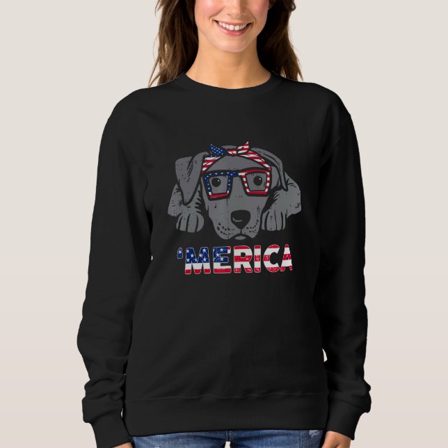 Pitbull Dog Bandanna Merica 4th of July Dog Puppy  Sweatshirt (Front)