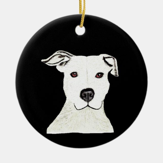 Pitbull dog breed ceramic ornament (Front)
