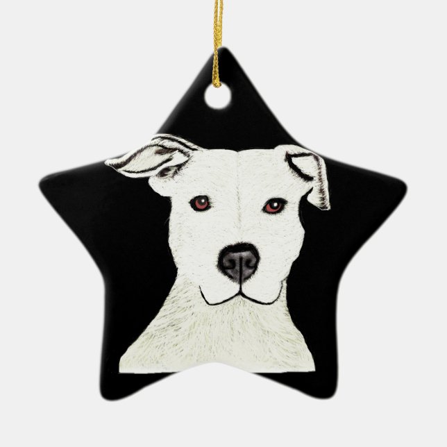 Pitbull dog breed ceramic tree decoration (Front)