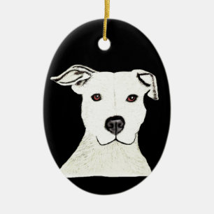 Pitbull dog breed ceramic tree decoration