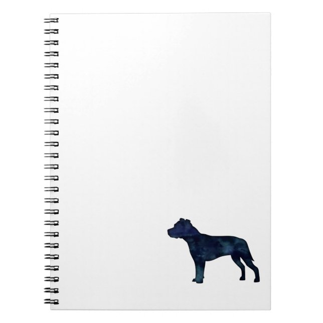 Pitbull Dog Breed Silhouette Black Watercolor Notebook (Front)