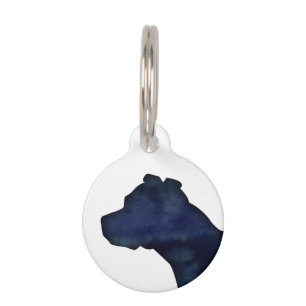 Pitbull Dog Breed Silhouette Black Watercolor Pet Tag