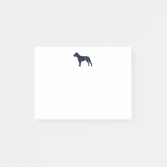 Pitbull Dog Breed Silhouette Black Watercolor Post-it Notes (Front)