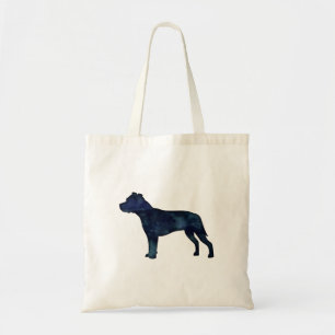Pitbull Dog Breed Silhouette Black Watercolor Tote Bag