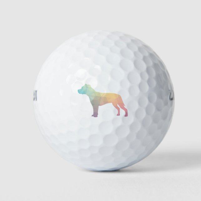 Pitbull Dog Breed Silhouette Geometric Pastel Golf Balls (Front)