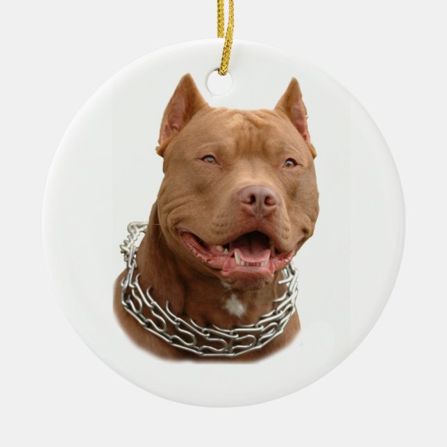 Pitbull dog ceramic tree decoration (Front)