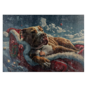 Pitbull Dog Christmas Festive Cutting Board