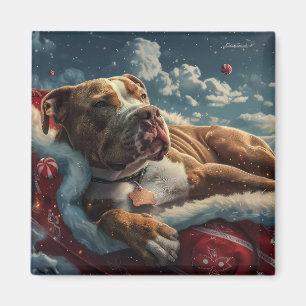 Pitbull Dog Christmas Festive Magnet