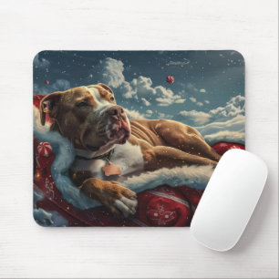 Pitbull Dog Christmas Festive Mouse Pad