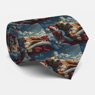 Pitbull Dog Christmas Festive Tie