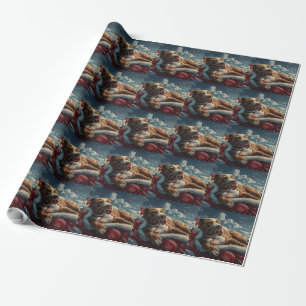 Pitbull Dog Christmas Festive Wrapping Paper