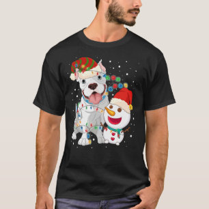 Pitbull Dog Christmas Funny Pitbull Dog Snowman We T-Shirt