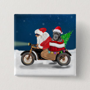 Pitbull Dog Christmas Santa Claus 15 Cm Square Badge