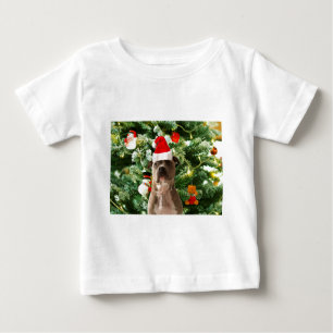Pitbull Dog Christmas Tree Ornaments Snowman Baby T-Shirt